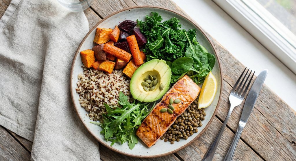 Balanced diet and vitamins